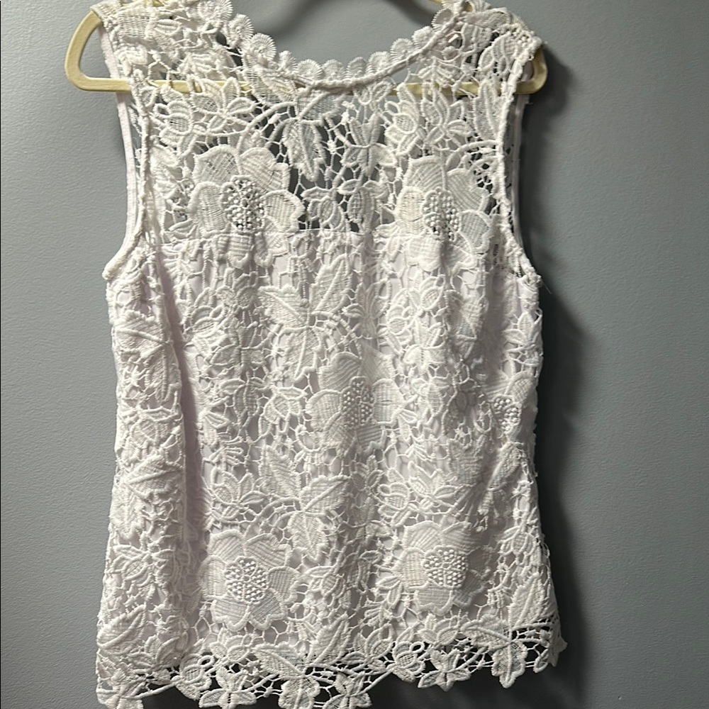 Nanette Lepore Cream Embellished Sleeveless Blouse